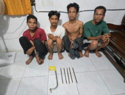 Empat Pria Pencuri Pipa Besi Production Line Milik PT. PHR Ditangkap