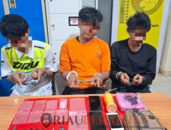 Tim Mata Elang Polres Kuansing Amankan Tiga Kurir Shabu, 50 Paket Siap Edar Disita