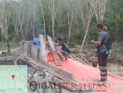Satreskrim Polres Kuansing Tertibkan PETI di Perkebunan Pemda Desa Jake, Puluhan Rakit Dimusnahkan
