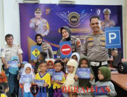 Polantas Karib Disambut Ceria Anak-Anak, Ditlantas Polda Riau Tanamkan Keselamatan dan Cinta Lingkungan Sejak Dini