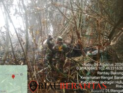 Babinsa dan Warga Padamkan Karhutla di Sungai Guntung Hilir