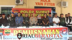 Berantas Peredaran Gelap Narkoba, Kasdim 0209/LB Hadiri Pemusnahan Barang Bukti Puluhan Kilo Sabu di Polres Labuhanbatu