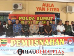 Berantas Peredaran Gelap Narkoba, Kasdim 0209/LB Hadiri Pemusnahan Barang Bukti Puluhan Kilo Sabu di Polres Labuhanbatu